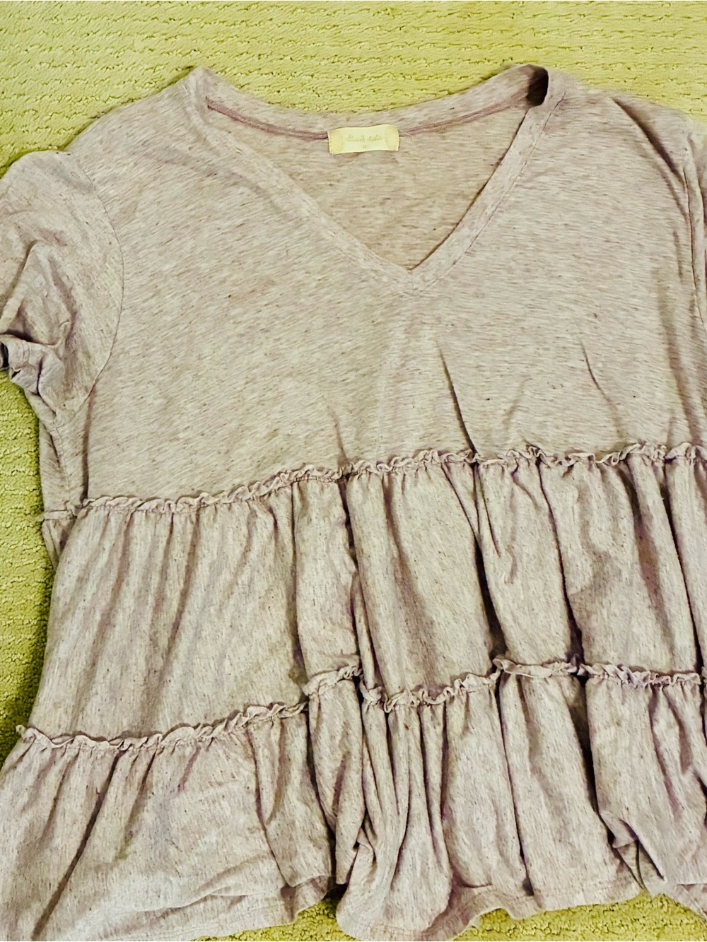 Altar'd State Mauve V-Neck Tiered Short Sleeve Tunic